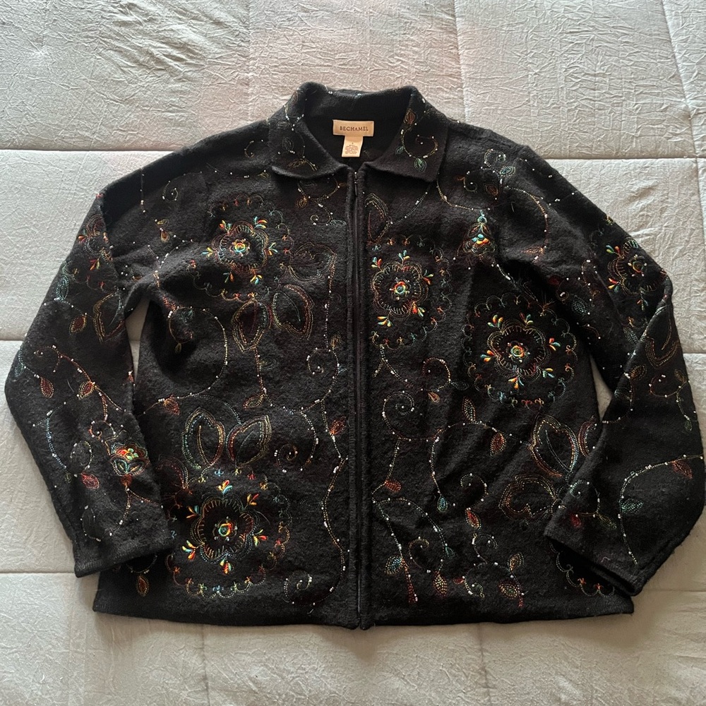Bechamel Black Wool Zip Up Jacket
